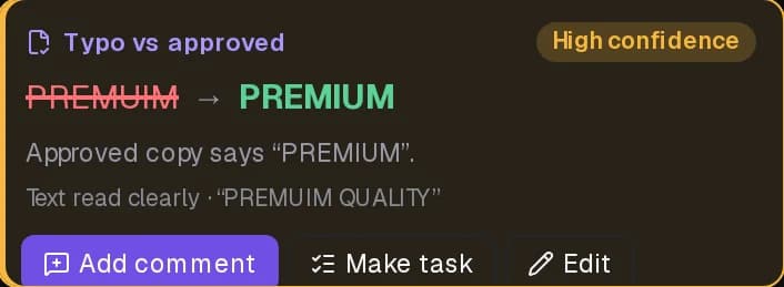Finding: PREMUIM should be PREMIUM, high confidence